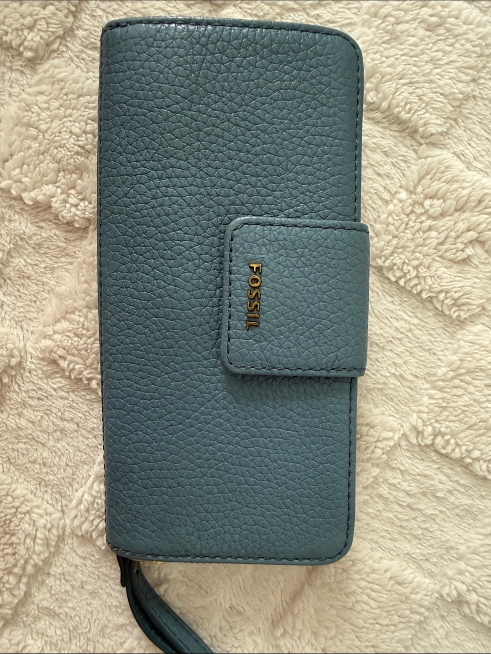 Fossil Pebbled Leather Wallet Phone Case in Slate Blue